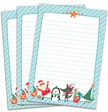 Blöcke Schreibblock mit Kindermotiv Weihnachtsmann Schneemann für Mädchen Jungen Weihnachten (3 Blöcke/Weihnachtsmann mit je 25 Blätter in A5-Format)