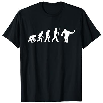 Ice hockey - hobby and passion Eishockey Evolution Eishockeyspieler T-Shirt, Unisex, Schwarz, S, Kurzarm, Klassisch, V-Ausschnitt