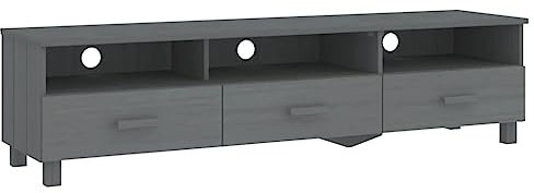 vidaXL TV Cabinet HAMAR - Dark Grey Solid Pinewood and MDF TV Unit with Multiple Compartments and Drawers - Dimensions 158x40x40 cm - Living Room and Bedroom Furniture