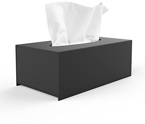 EFUTURETIME Taschentücher Box, 25 * 13 * 9cm, Kosmetiktücherbox, Taschentuchbox Acryl Wasserdicht, Magnetischer Unterseite, für Bäder, Küchen, Büros, Rechteckig, Schwarz