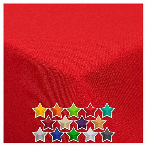 StoffTex Tischdecke I Tischläufer I Tischtuch I Tischwäsche I Dauerhaft Kratzfest I Tischdekoration aus Polyester für Wohnzimmer, Esszimmer, Balkon, Garten (Rot, 140 x 350 cm)