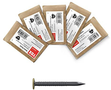 TOX Home Classic set di chiodi per quadri in acciaio temprato con testa in ottone in confezione di carta retrò, ⌀ 2,0 mm, lunghezza 20, 25, 30, 40 e 50 mm, 100 pz, 063600105