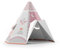FOLDZILLA Spielhaus XXL 1,32 x 1,22 x 1,55 m aus Pappe Pappspielhaus Karton Haus - Tipi Ethno Muster Rosa