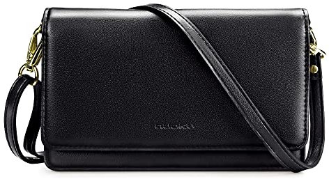 nuoku Kleine Umhängetasche für Frauen, Handytasche zum Umhängen, RFID-Kartenhalter, Geldbörse und Handtaschen mit 2 Riemen am Handgelenk