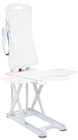 Drive Medical Bellavita Dive Bath Lift Chair, Reclining Electric Auto Bath Lifter & Tub Chair Lift, Bathtub Seat Transfer Chair with Open Seat Design, White