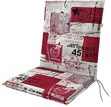 Doppler Auflage Niederlehner Living Rot Weiß I Gartenstuhl-Polster 100x48x6cm aus Baumwolle & Polyester I Sitzauflage weich & bequem I Sitzkissen zum Festbinden an Gartenstuhl