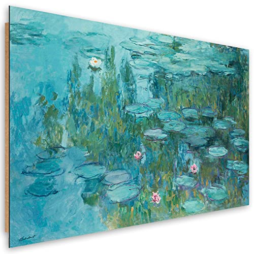 Feeby Deco Panel 120x80 cm Seerosen - C. Monet 1 tlg Modern Bilder Wandbilder Dekopanel Kunstdruck Wand Bild Wohnzimmer Jungezimmer Büro REPRODUKTION mehrfarbig