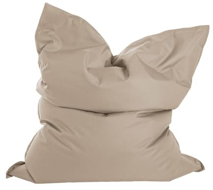 mokebo Sitzsack Outdoor XXL für Kinder & Erwachsene 'Der Große', Bean Bag, Sitzkissen, Liegekissen oder Riesen-Sitzsack mit Füllung, Bodenkissen groß für Balkon & Terasse, 130x170cm, Beige