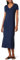 Amazon Essentials Vestido Midi de Punto de Manga Corta con Escote en Pico Mujer, Azul Marino, M