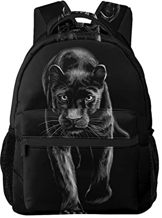 Panther Animal Black Kids Backpacks Large-Capacity School Bags 16 Inch Portable Laptop Bookbag Casual Backpack For 1th- 6th Grade Boys And Girls