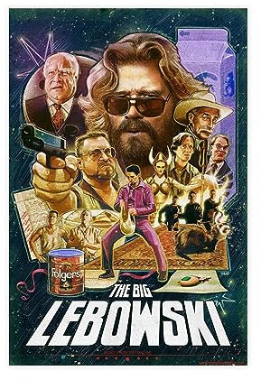 EMIGOS Big Lebowski Filmposter auf Leinwand, Wandkunst, Dekor, Bild, Gemälde für Wohnzimmer, Schlafzimmer, Dekoration, ungerahmt, 40 x 60 cm