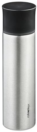 Relaxdays Trinkflasche Edelstahl, 750 ml, auslaufsicher, Kalt- & Heißgetränke, Vakuum Isolierflasche mit Becher, Silber