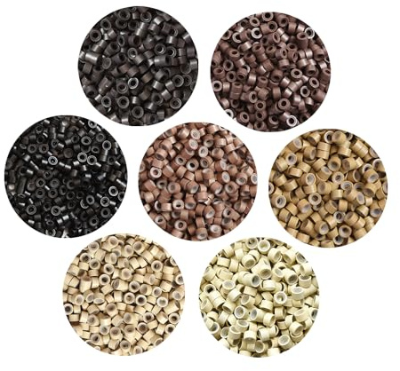 200 pcs micro anneaux pour extension cheveux perle en silicone pour cheveux 5.0X3.0X3.0mm extension cheveux anneaux (Blond Gris)