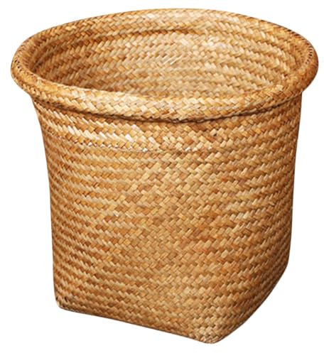 CIMAXIC Élégante Poubelle Tissée Grand Panier De Jardin Rond pour Fleurs Bac De Rangement pour La Décoration Intérieure