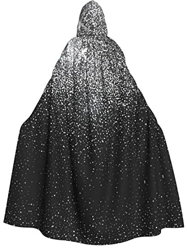 WURTON Glänzender Silberfarbener Glitzer-Umhang für Damen und Herren, Voller Länge, Mit Kapuze, Cosplay-Kostüme, Umhang, 185 cm