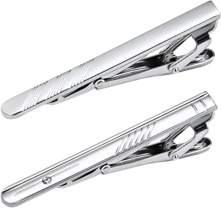 WKRTDY Finesse assurée : Ensemble de 2 Pinces à Cravate Homme Le Design Classique et Simple en métal est Parfait pour Les Mariages, Les fêtes ou Les réunions d'affaires.Idéal pour la Saint-Valentin