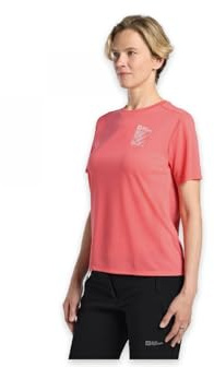 Jack Wolfskin Damen Vonnan Graphic W T-Shirt, Explore Sunset Coral, M EU