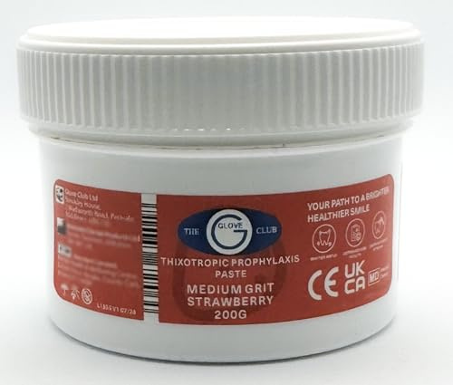 Glove Club Ltd Prophy Paste Thixotropic Strawberry 200gram Medium Grit Pink Teeth Polishing Cleaning Stain Removal