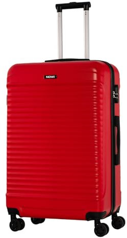 NOWI Las Palmas Koffer XL – 96L Ultraleicht-Hartschalenkoffer mit 8 Rollen 360° drehbar, Wasserabweisender Koffer mit Zahlenschloss, Rollkoffer groß für Reise & Aufgabegepäck (rot, XL)