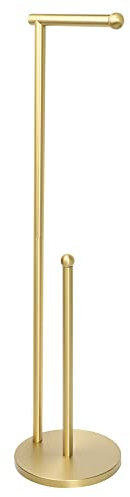 Mooche Toilettenpapierhalter Ständer mit Reserve, 77.5cm Stehender Toilettenpapierhalter mit Aufbewahrung, 304 Edelstahl Tissue Paper Roll Storage Shelf, Badezimmer Zubehör, Goldfarben