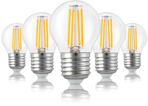 hellum e27 LED Birne Tropfen, Glühbirne e27 4,5 W, LED Leuchtmittel klar, 470 Lumen warmweiss, 5er Set mini Kühlschrank Glühbirne, Glühlampe warmweiß, 220438