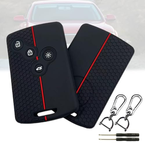 2 Stück Kompatibel Mit Renault Zoe Schlüsselhülle Kompatibel Mit Renault Schlüsselhülle Hochwertiges Silikonmaterial Schützt Mini-Schraubendreher Mit Auto-Schlüsselanhänger Aus Metall (Silber).