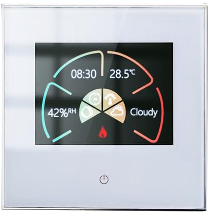 WiFi-Smart-Thermostat, Smartphone-APP-Fernbedienung, Smart-Home-System-Sprachsteuerung, Manueller und Programmiermodus, Familienfreigabe, für Wasser-/Gaskessel 5A (Weiß,