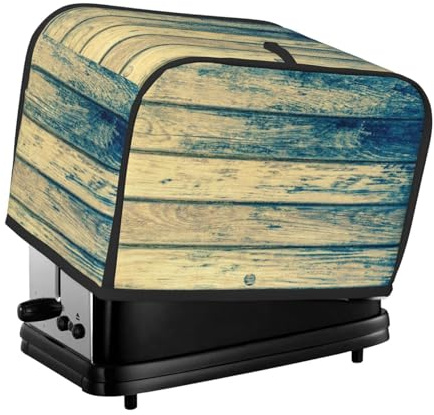 Toaster Cover 2 Slice, Retro Wooden Toaster Cover with Pockets for Kitchen Small Appliance Cover and Fingerprint Protection, Machine Washable