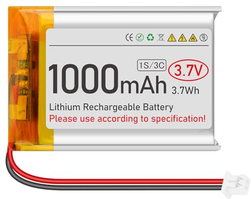 Batterie Lipo 3,7 V 1000 mAh 803040 - Batterie rechargeable au lithium polymère avec connecteur micro Ph1.25 - Circuit de protection intégré pour appareils électroniques