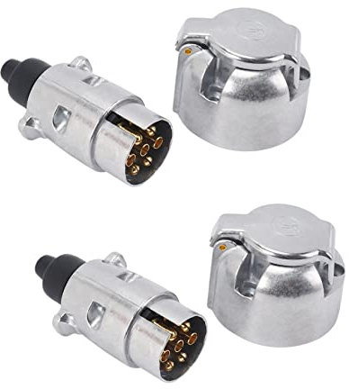 SAROAD Lot de 4 accessoires de remorque - Prise de remorque à 7 broches - Prises 12 V - Embrayage de remorque pour remorquage d'attelages de remorque en métal à 7 broches