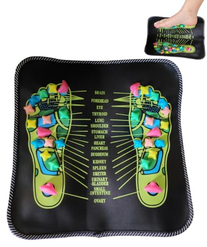 Foot Massage Mat Reflexology Mat 35 * 35cm Acupressure Foot Mat Foot Massage Acupoint Mat Relieve Body Foot and Leg Pain and Fatigue Relieve Muscle Soreness with 30 Acupuncture Point Stone
