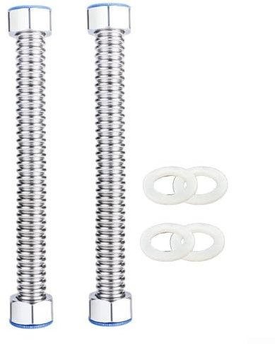 CWOQOCW Lot de 2 tuyaux ondulés flexibles de 1 m pour chauffe-eau à gaz, chaudières, tuyau d'entrée d'eau flexible en acier inoxydable 304