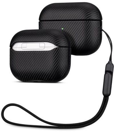 Haobobro [Karbonfaser-Stil] für AirPods Pro 2 Hülle Case - Premium PU Leder Schutzhülle für AirPod Pro 2 mit Handschlaufe - Handgefertigt AirPods Pro 2. Generation Hülle Carbon Fiber Style - Schwarz