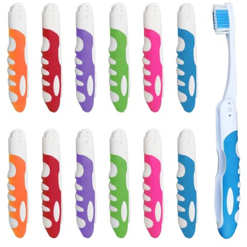 Reisezahnbürste Klappbar,12 Stück Reise Zahnbürste, Klappbare Reisezahnbürste Travel Toothbrush für Unterwegs Camping Reisen Kinder Erwachsene