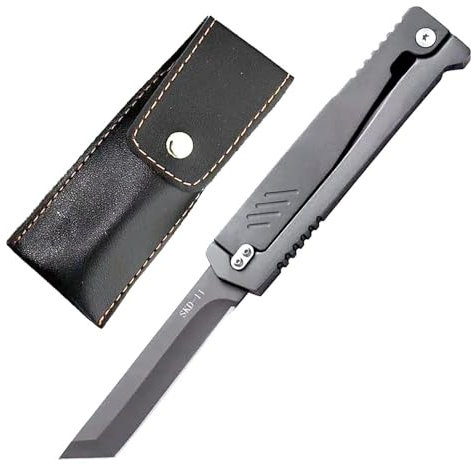 Klappmesser Premium Taschenmesser Scharfe Survival Tanto, D2 Edelstahl Alu, EDC Outdoor messer, Tragbare Camping messer, gegen Universalmesser, Pocket neck knife, Jagdmesser Einhandmesser mit Scheide