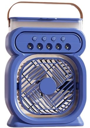 lmoikesz Mini Luftkühler LED Nachtlicht Fornano Spray Timing Schalter Abnehmbare Maske Hot Drei in einem Lüfter Klimaanlage ABS, Blau