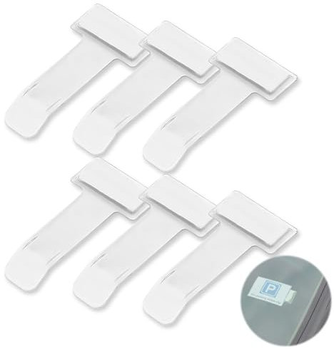6 Pièces Clip de Ticket de Pare-Brise, Support Auto-adhésif pour Carte de Stationnement, Clip de Ticket de Parking en Plastique, Porte-Document pour Voiture, Idéal pour Pare-Brise de Voiture
