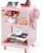 SYKIARIOL Side-Bedside-Table-Nightstand with Hanging Basket and 4 Hooks for Kids Living Room, Bedroom, Dorm, Office, 3-Tier Bedside Cabinet, Pink