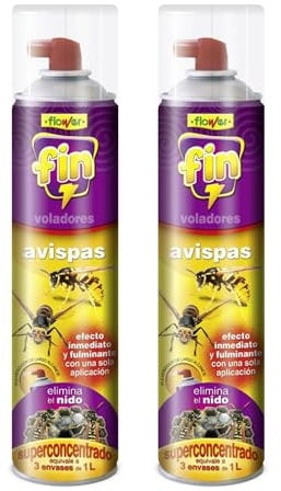 FLOWER x2 Insecticida Avispa Asiática Exterior Largo Alcance 5 Metros | Spray 600 ML Repelente Avispones, Nidos de Avispas y Avisperos Súper Concentrado | Eliminación Inmediata Avispas
