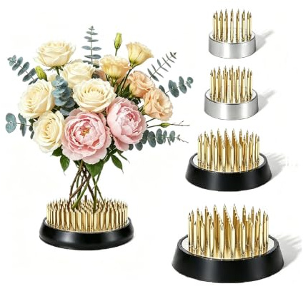 LNSYSNS 4 Stück Blumenigel mit Kupfernadeln, 23/34/46 mm, Ikebana Kenzan | Kupfernadeln für Festen Halt; Müheloses Stecken; Gummierter Sockel Schützt Oberflächen, für Zuhause, Hotels & Floristen