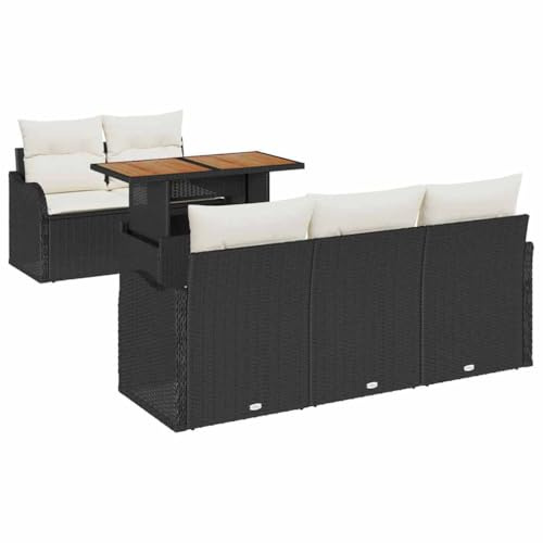 vidaXL Garten-Sofa-Set 6 STK. Schwarz Poly Rattan