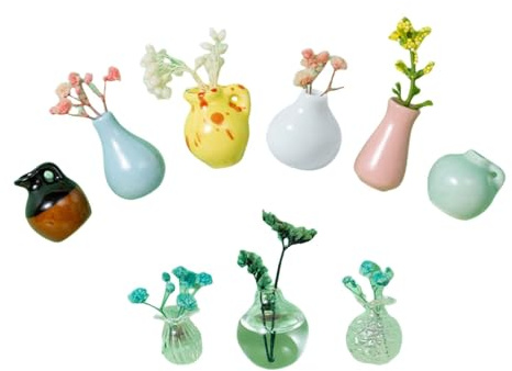Unique Wall Hanging Organizer 10 Pcs Mini Vase Magnets Fridge, 2025 New Cute Mini Ceramic Vase Magnets 3D Flower Vases Fridge Magnet Kitchen Funny Refrigerator Accessories (Clear, 3cm)