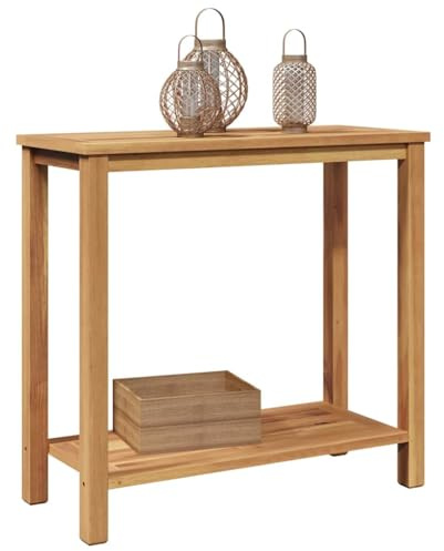 vidaXL Table Console Marron 80 x 35 x 75 cm Bois de Teck Massif, Table Console de Jardin, mobilier d'extérieur Moderne, Bois de Teck pour Rangement, Chic pour terrasse