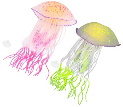 TOYANDONA 2 Stück Luminous Jellyfish Aquarium Dekoration aus Silikon Realistische Schwimmende Quallen mit Leuchteffekt Langlebig Leuchtend im Dunkeln Unterwasser-deko für Fischbecken