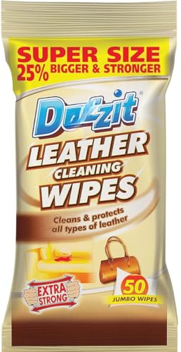 Leather Cleaning Wipes Extra Strong, Fresh Scent Clean, Protect & Restore Shine For Leather Sofas, Car Seats, Bags, Shoes & Accessories 50 Pre-Moistened Wipes