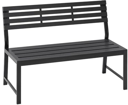 WOLTU Gartenbank Wetterfest für 2-3 Sitzer, 115cm Gartenbank Metall Armfrei Terrassenbank bis 280 kg Belastbar,als Balkonbank Parkbank für Balkon Terrasse Garten Veranda Park