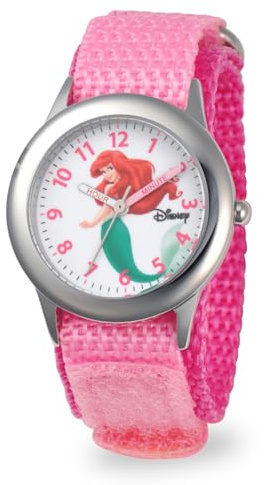 Disney Kids' W000958 Ariel Stainless Steel Watch with Pink Nylon Band