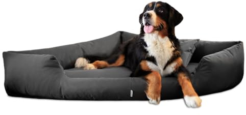 tierlando® Trivia Komfort Hundebett, Platzsparendes Eckbett, Dreieckbett mit abnehmbarem Oxford 600D-Bezug, Größe: 120x120cm | Farbe: 02 Graphit