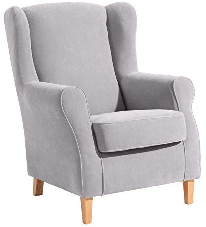 Max Winzer Ohrenbackensessel Lorris Veloursstoff Silber