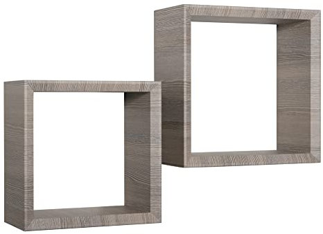 MODULARREDO Ginevra Kit 2 Mensole da Parete, Legno, Rovere Moka, 15.5x35x35 cm, 2 unità